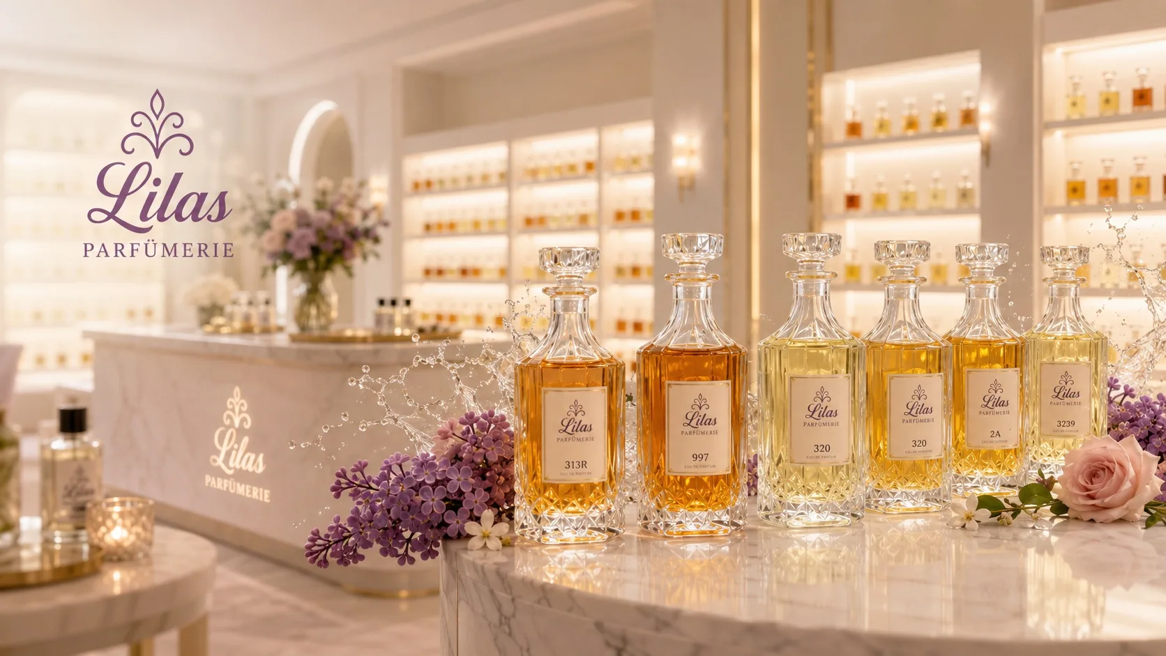 Lilas Kristallflakons im Boutique